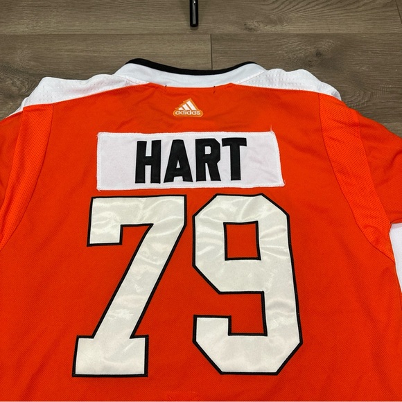 Adidas Philadelphia Flyers NHL Orange Home Jersey W/ Fight Strap Carter Hart #79 - Picture 12 of 12